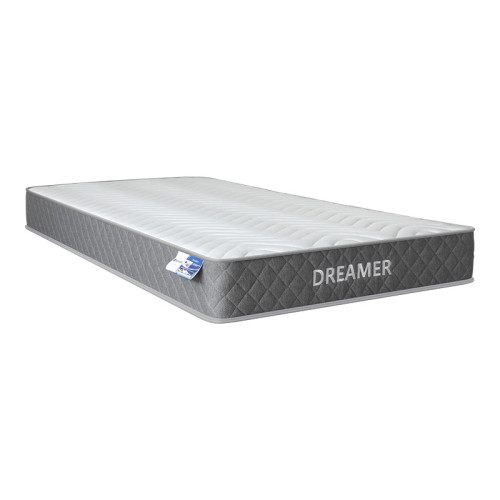 Bed with mattress and storage space Molito-Dreamer pakoworld velvet ecru 120x200cm