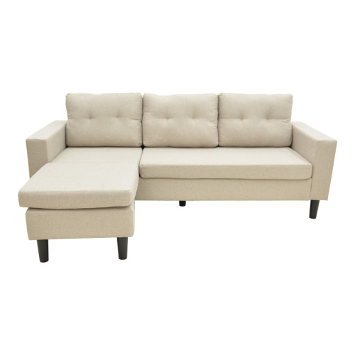 Reversible corner sofa Maneli pakoworld beige fabric 196x138/77x82cm