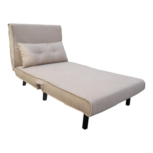 Armchair-bed Josuane pakoworld grey beige velvet and wooden leg in black shade 78x80x81cm