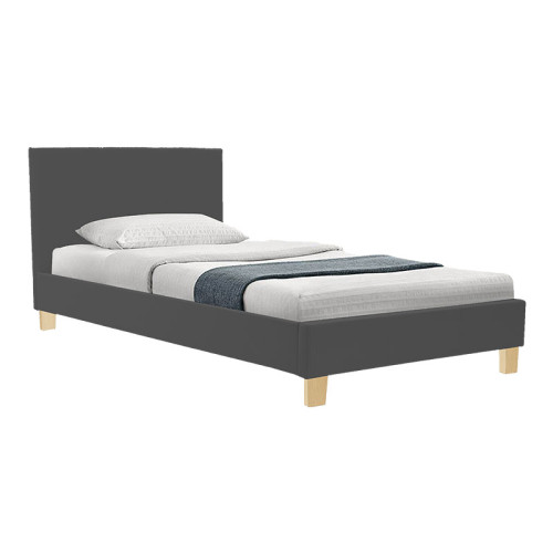 Bed with mattress Nevil-Dreamer pakoworld anthracite fabric-wooden leg in natural 100x200cm