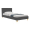 Bed with mattress Nevil-Dreamer pakoworld anthracite fabric-wooden leg in natural 100x200cm
