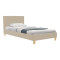 Bed with mattress Nevil-Dreamer pakoworld beige fabric-wooden leg in natural 100x200cm