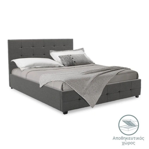 Bed with mattress and storage space Roi-Dreamer pakoworld fabric anthracite 160x200cm