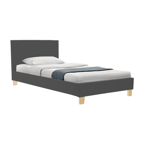 Bed with mattress Nevil-Dreamer pakoworld fabric anthracite-natural legs 90x190cm