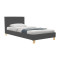 Bed with mattress Nevil-Dreamer pakoworld fabric anthracite-natural legs 90x190cm