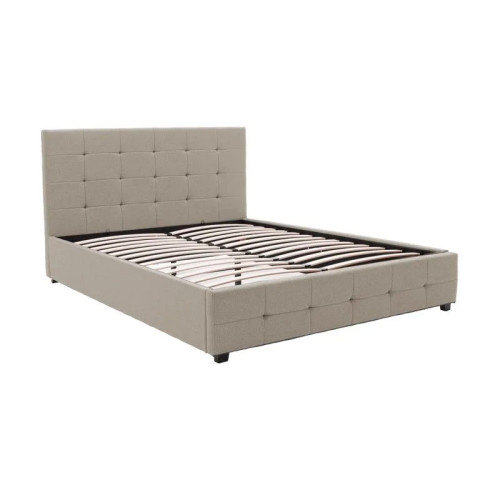 Bed with mattress and storage space Roi-Dreamer pakoworld fabric ecru 160x200cm