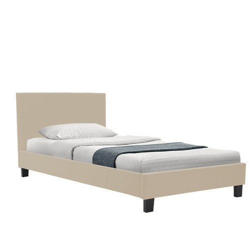Bed with mattress Nevil-Dreamer pakoworld fabric beige-black legs 90x190cm