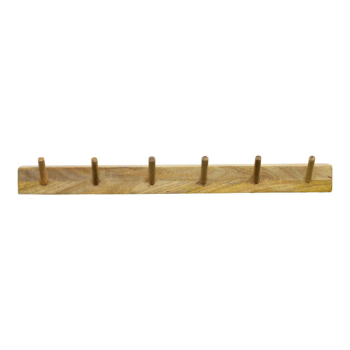 Hokkie wall hanger pakoworld solid acacia wood in natural shade 60x11x10cm