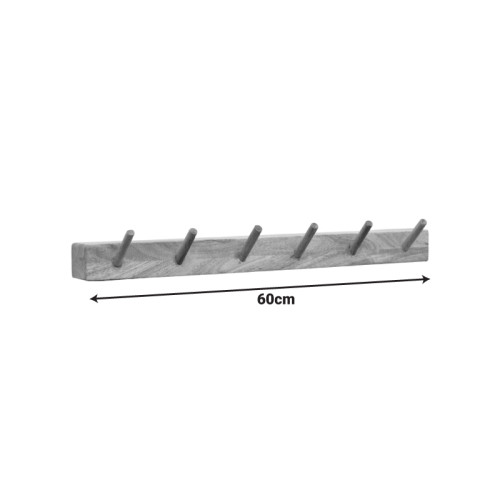 Hokkie wall hanger pakoworld solid acacia wood in natural shade 60x11x10cm