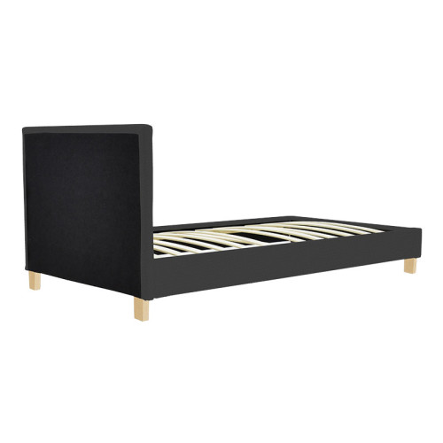 Bed Nevil pakoworld anthracite fabric-wooden natural color leg 100x200cm