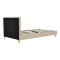 Bed Nevil pakoworld ecru fabric-wooden natural color leg 90x190cm