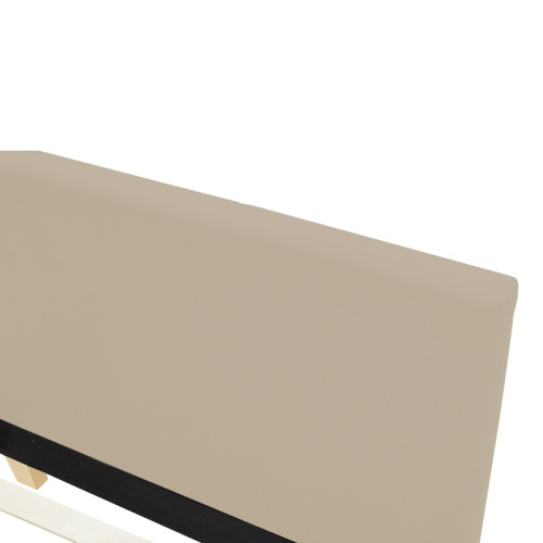 Bed Nevil pakoworld ecru fabric-wooden natural color leg 90x190cm