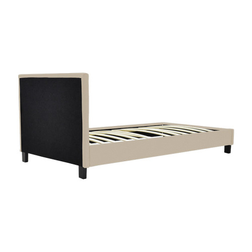 Bed Nevil pakoworld ecru pu-wooden black leg 90x190cm
