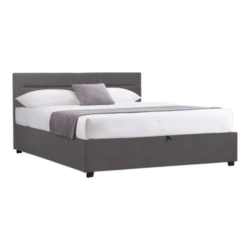 Bed with mattress and storage space Molito-Dreamer pakoworld anthracite fabric 160x200cm