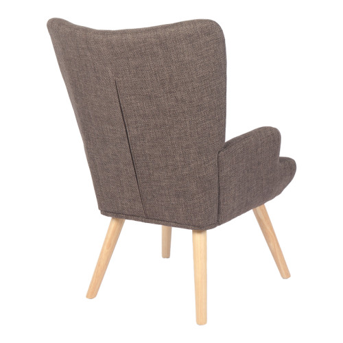 Armchair Gerlina pakoworld brown fabric and legs in natural color 71x64x94cm
