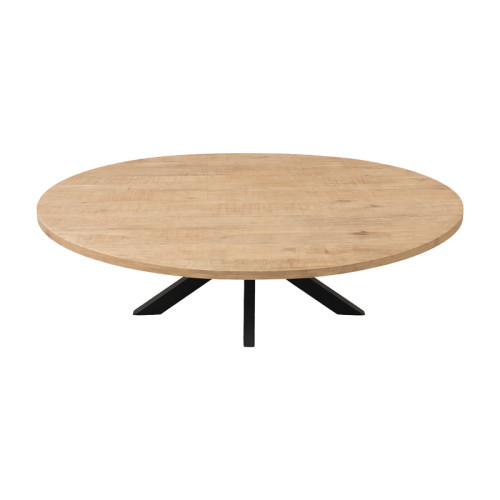 Dining table Jenma pakoworld solid mango wood in natural color-black metal leg 180x90x76cm