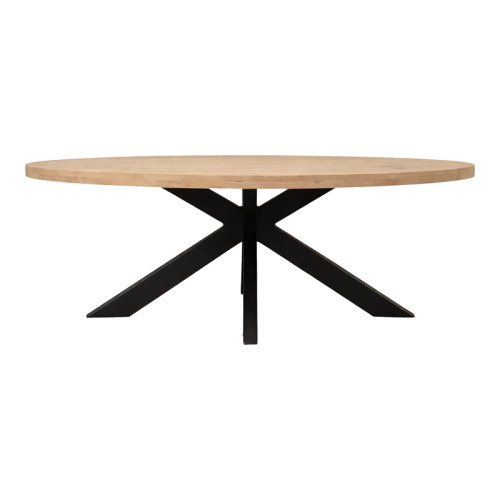 Dining table Jenma pakoworld solid mango wood in natural color-black metal leg 200x100x76cm