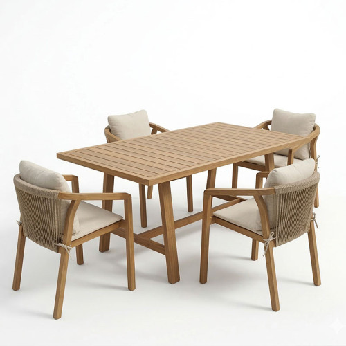 Malibu pakoworld dining table 5 pcs solid acacia wood 160x90x75cm