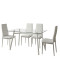 Dining Room with Parker White Chairs and Titta Glass Table 120x70x75cm Set of 5pcs