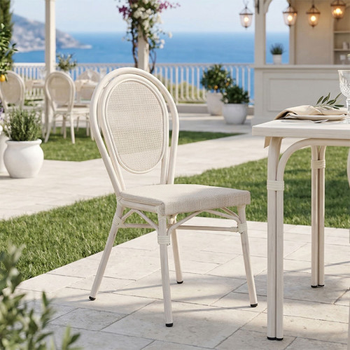 Stackable chair Nacia pakoworld aluminum-textilene white 45x59x85cm