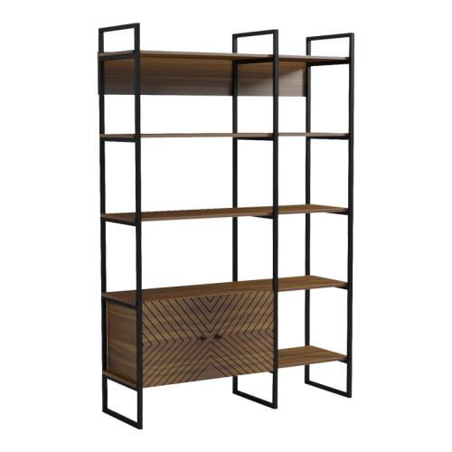 Rhombo bookcase pakoworld walnut-black 120x35x180cm