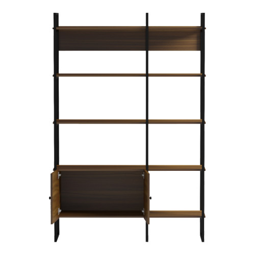 Rhombo bookcase pakoworld walnut-black 120x35x180cm