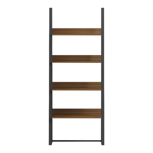Alfa pakoworld walnut bookcase-shelf-black metal 75x36x185cm