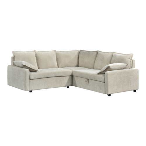 Corner sofa bed Lounivo pakoworld beige fabric 215x215x84cm