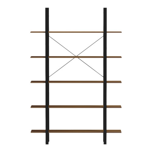 Bookcase-Shelf Varous pakoworld walnut-black metal 120x28x180cm