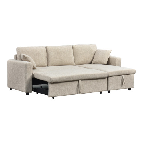 Kamore pakoworld corner reversible sofa bed with storage space fabric beige 223x146x85cm