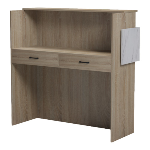 Optima pakoworld reception desk with LED sonoma-white marlbew look 110x40x110cm