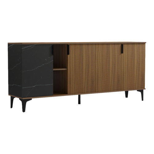 Riba buffet pakoworld walnut-black marble look 180x40x78cm