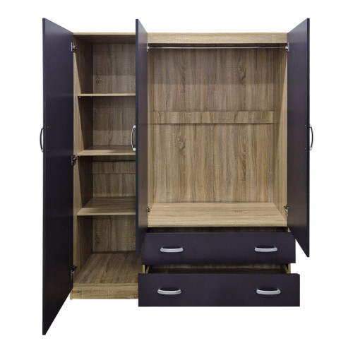 Three-leaf wardrobe with 2 drawers Alvia pakoworld sonoma-anthracite 150x51x180cm