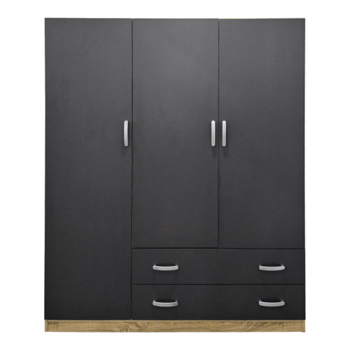 Three-leaf wardrobe with 2 drawers Alvia pakoworld sonoma-anthracite 150x51x180cm