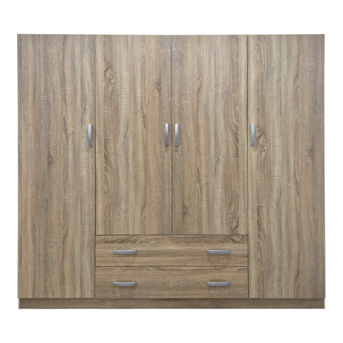 Four-leaf wardrobe with 2 drawers Alvia pakoworld sonoma 200x51x180cm