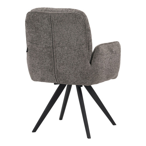 Novo pakoworld swivel armchair grey bouclé fabric, black metal legs, 65.5x60x90cm