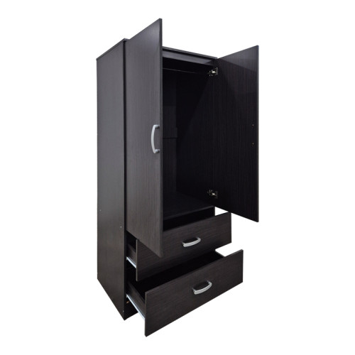 Double-leaf wardrobe with 2 drawers Alvia pakoworld wenge 80x51.5x180cm