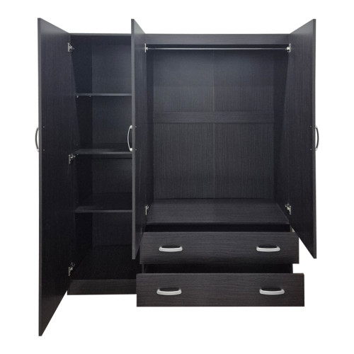 Three-leaf wardrobe with 2 drawers Alvia pakoworld wenge150x51x180cm