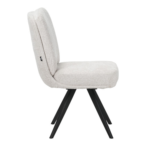 Novo pakoworld swivel chair, white boucle fabric, black metal legs, 65.5x50x90cm
