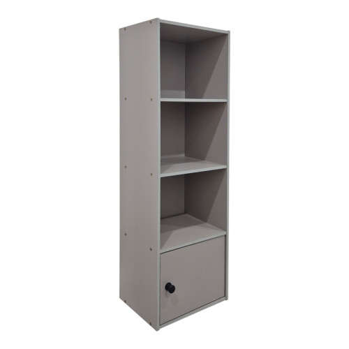 Lenobia pakoworld column bookcase with cabinet light grey 30.5x24x95cm