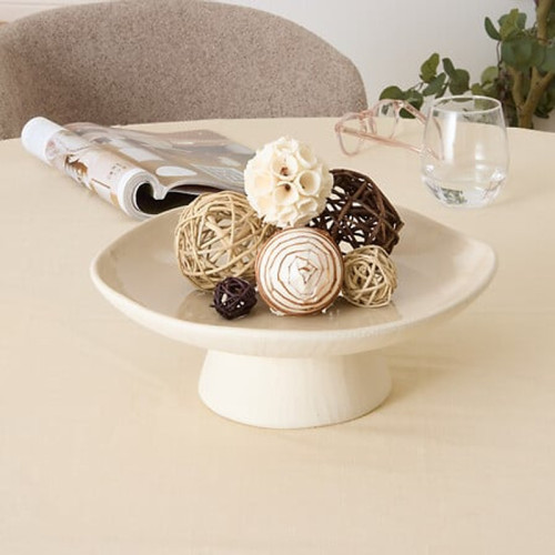 Decorative bowl Orezan pakoworld ceramic beige D28x10cm