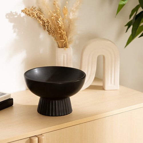 Decorative bowl Lorvion pakoworld ceramic black D22x14cm
