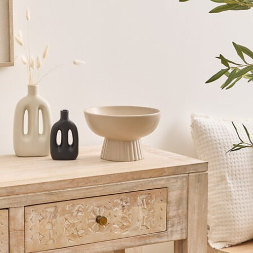 Decorative bowl Lorvion pakoworld ceramic beige D22x14cm