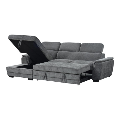 Dreamora right corner pakoworld corner sofa bed with storage space anthracite fabric 270x167x82cm