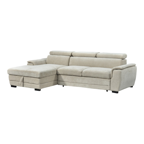 Dreamora right corner pakoworld corner sofa bed with storage space beige fabric 270x167x82cm