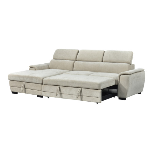Dreamora right corner pakoworld corner sofa bed with storage space beige fabric 270x167x82cm