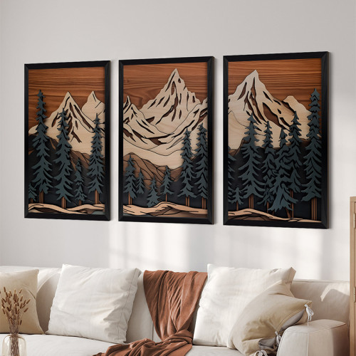 Wall art in frame Fortasia pakoworld triptyque with digital print 33x0.3x48cm