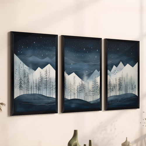 Wall art in frame Wavy pakoworld triptyque with digital print 33x0.3x48cm