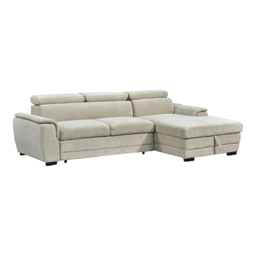 Dreamora left corner pakoworld corner sofa bed with storage space beige fabric 270x167x82cm