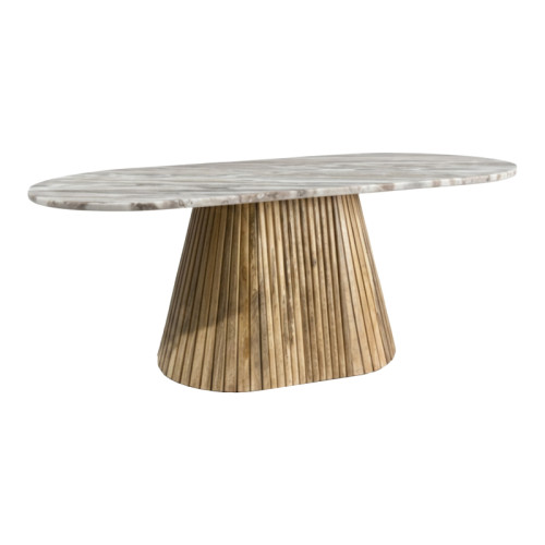 Aithra pakoworld coffee table, solid mango wood in a natural shade with marble top 120x60x45cm.